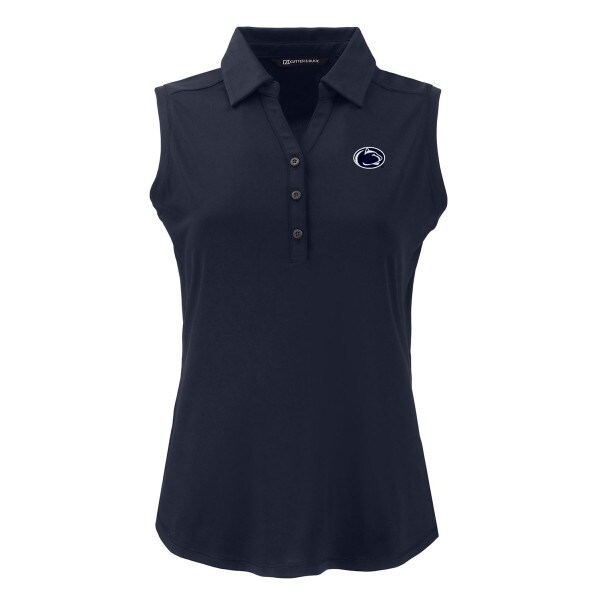 women's Cutter & Buck navy sleeveless polo with Penn State Athletic Logo